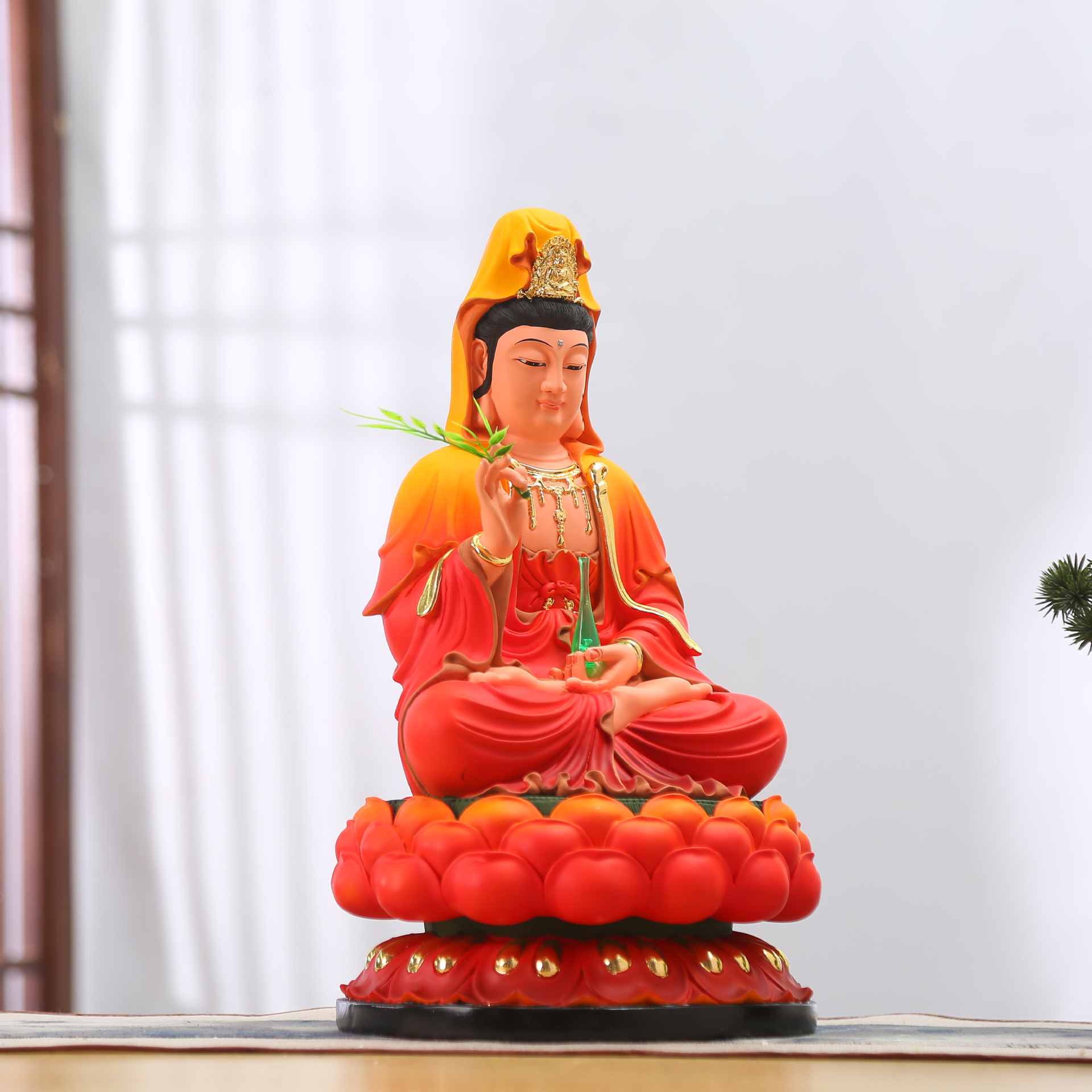 观音娘娘佛像家用店铺客厅摆件树脂玻璃钢南海观世音菩萨