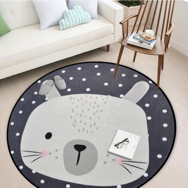 Dots on White Background Animal round Carpet Bedroom Living Room End Table Hanging Basket Garden Blanket Room Computer Chair Cushion