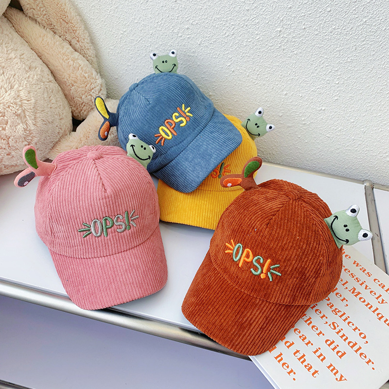 children‘s hat autumn and winter baby peaked cap boys and girls cute frog new cartoon baseball cap babies‘