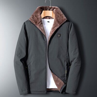 Fleece Lined Coat Men's 2023 New Casual Jacket Padded Jacket Middle-Aged and Elderly Men's Winter plus Size Cotton-Padded Jacket