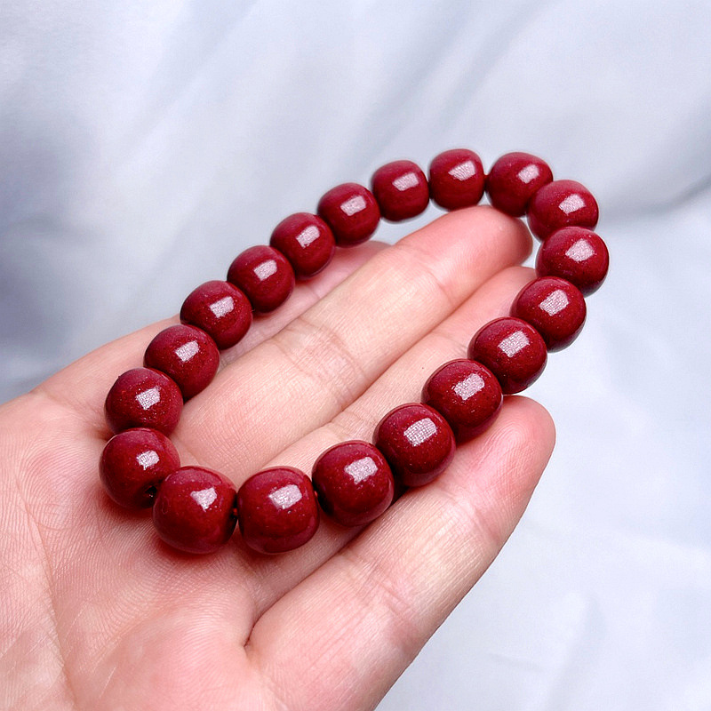 95%天然朱砂晶体紫金砂帝王砂老型珠苹果珠手串本命年真朱砂原矿