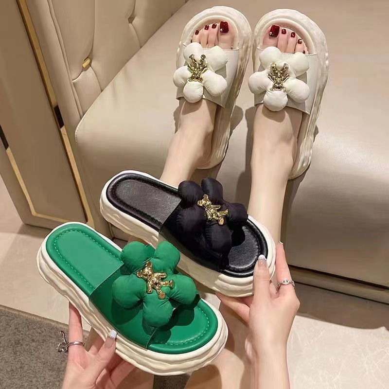 Women's Outdoor Slippers Fashion out Internet Celebrity Ins Flower Fried Street Good-looking Fairy Sandals Western Style 2023 New