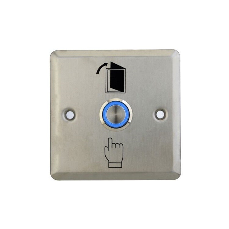 带蓝色led指示灯开门开关 不锈钢出门按钮 金属门禁出门开关按钮