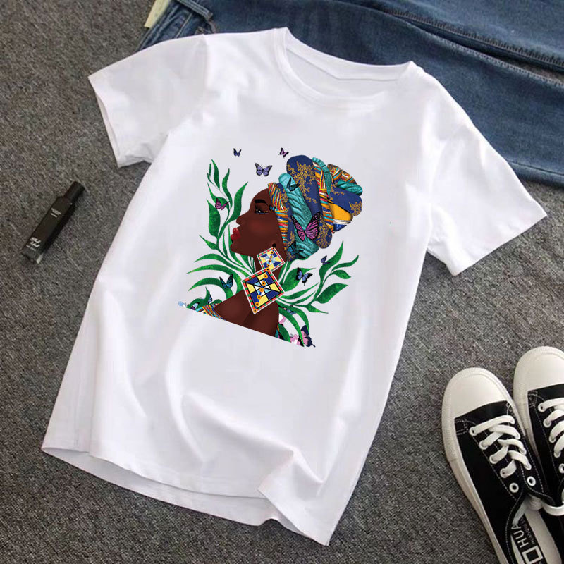 欧美女孩蝴蝶热转印烫画图案 服装辅料印花烫图胶印印花柯式烫画