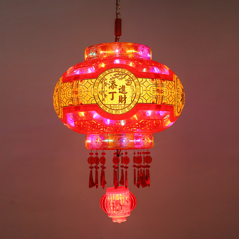 led走马灯灯笼宫灯360度七彩福字转灯红灯笼过年春节阳台装饰宫灯