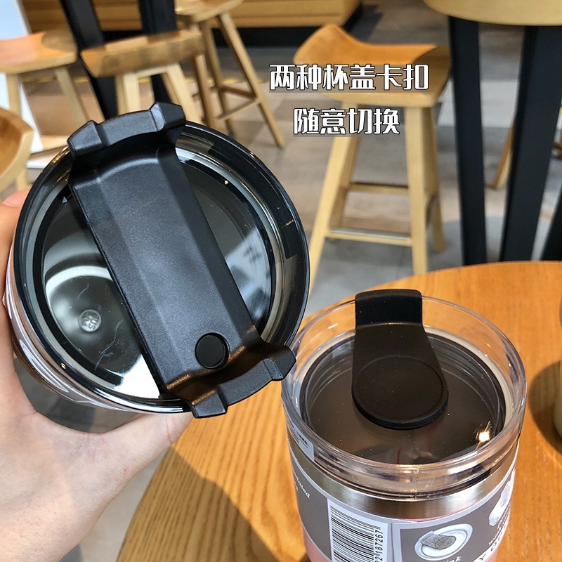 Cross-Border 304 Stainless Steel Travel Cup Double-Layer Thermos Cup Vacuum Cup Large Ice Cup Car Portable Coffee Cup Wholesale