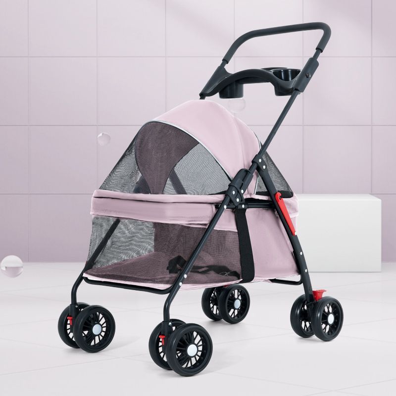 Pet Stroller Dogs and Cats Dog Cat Teddy Baby Stroller out Light-Duty Vehicle Dog Car Portable Foldable Delivery