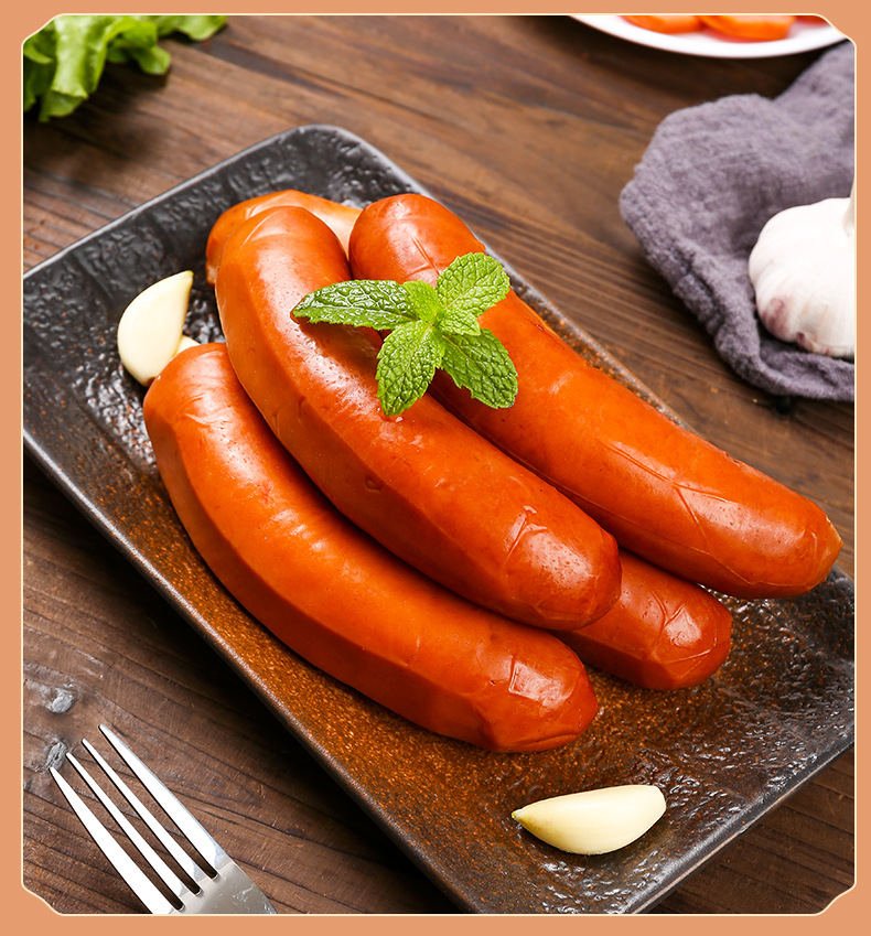 禹澎火腿肠四支装蒜味肠450g熟食红肠爆烤肠炒菜香肠休闲食品批发