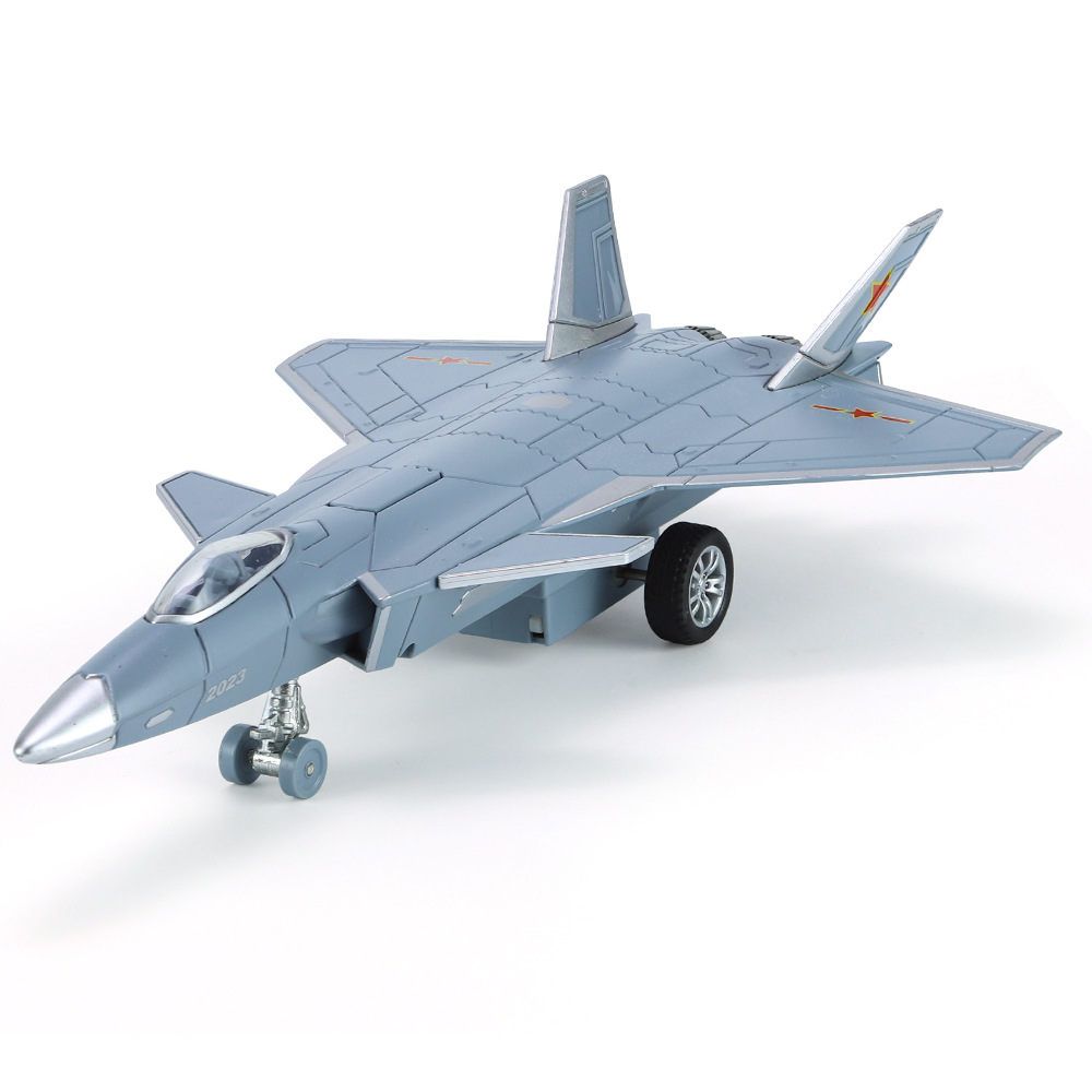 1/88歼二十战斗机仿真儿童玩具飞机模型男孩合金声光回力摆件批发
