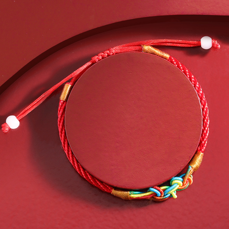 Dragon Boat Festival Colorful Rope Bracelet Children's Carrying Strap Hand-Woven Five-Color Line Zongzi Hundred Red Rope Colored Rope Wholesale