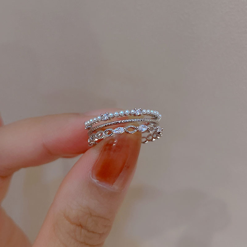 Light Luxury Zircon Retro Cross Hollow Ring Cold Wind Personalized Opening Index Finger Ring Korean Ins All-Match Jewelry