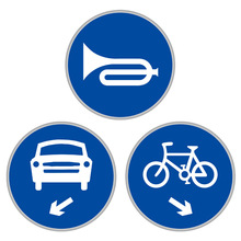 圆形非机动道指示牌交通标志牌 机动车道选择指示牌
