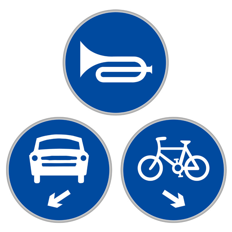 圆形非机动道指示牌交通标志牌 机动车道选择指示牌