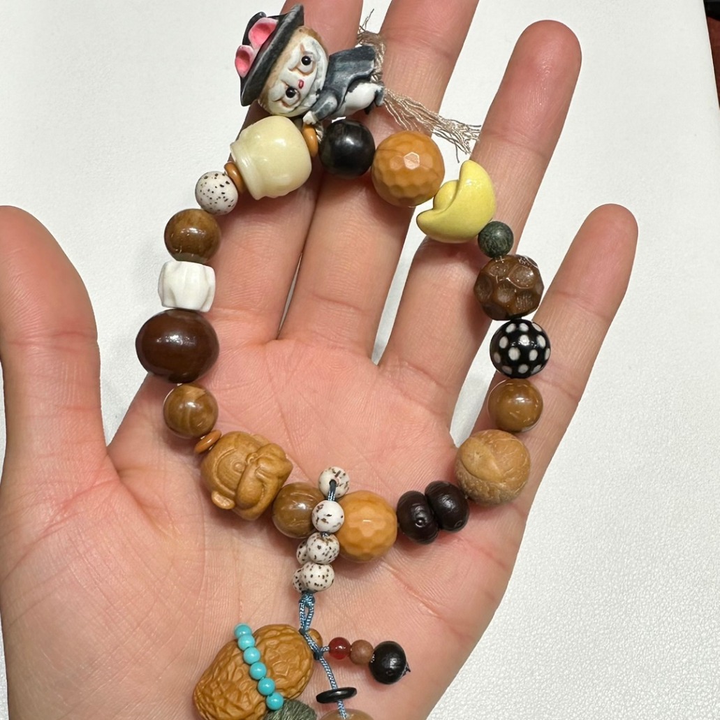 原创鹿角根付巫师拉布布手串配坨骨天珠菱镁矿文玩佛珠手链-阿里巴巴