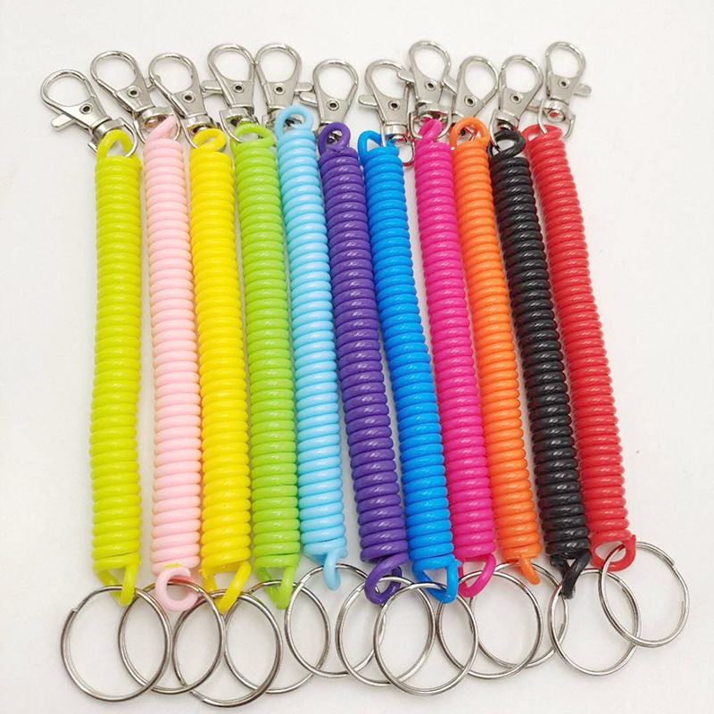 High Elastic Plastic Anti-Lost Telephone Line Spring Rope Key Chain Bag Mobile Phone Lanyard Keychain Color Spring Rope TP