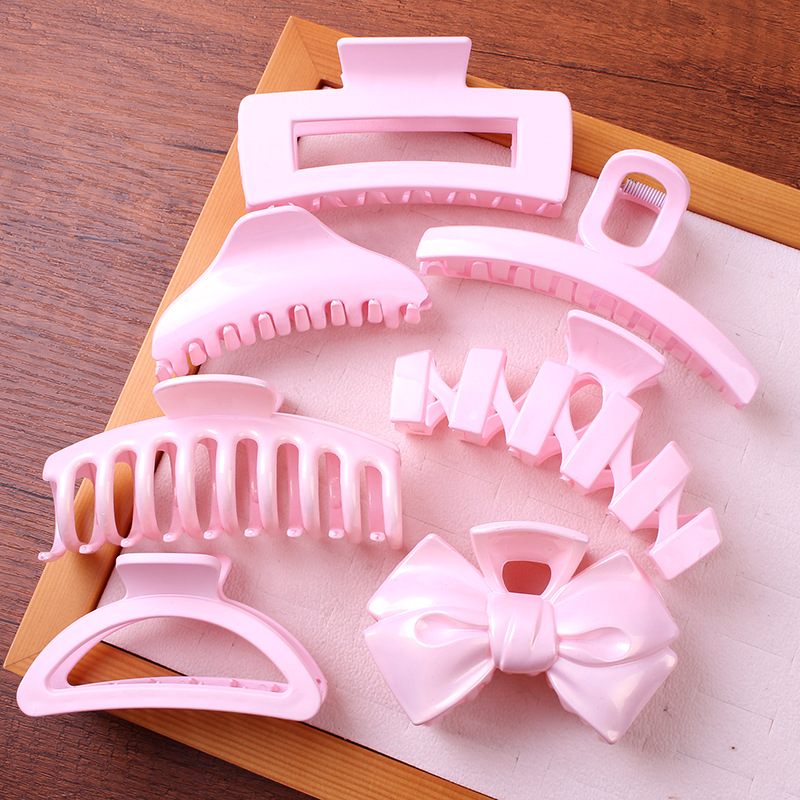 粉色系抓夹ins清新秋冬后脑勺盘发发抓精致耐用蝴蝶结夹子头饰