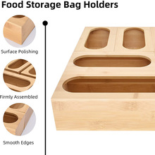 跨境直供竹制密封袋收纳盒竹制保鲜膜切割盒厨房抽屉塑料袋收纳盒