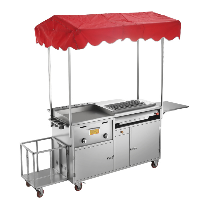 流动煤气手抓饼小吃车铁板烧推车扒炉摆摊路边夜市油炸商用手推车