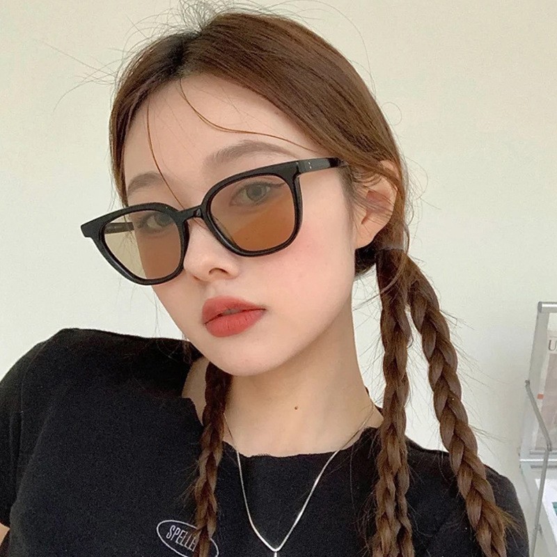 Gm Sunglasses Women's High-Grade Face-Looking Small Uv-Proof Large Frame Retro Cat's Eye Glasses 2024 New Sunglasses for Men