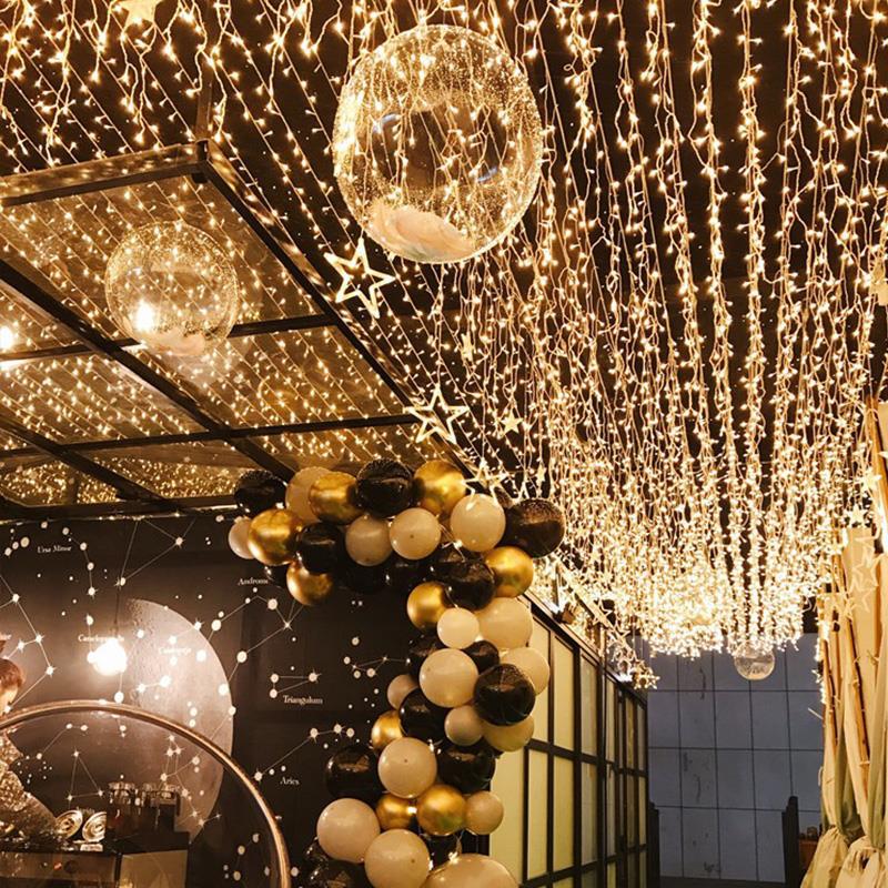 *led彩灯闪灯串灯满天星挂灯窗帘冰条瀑布灯串流水房间装饰星星灯