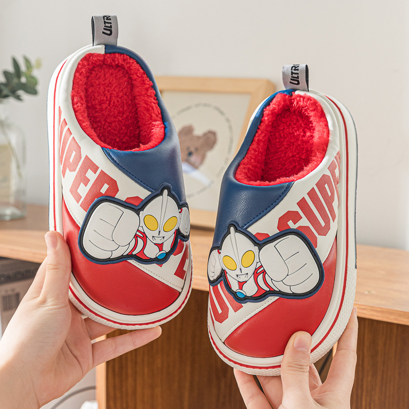 秋冬季新款奥特曼联名卡通儿童棉拖鞋外穿室内居家防滑保暖批发
