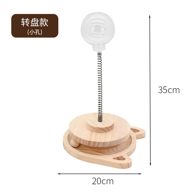 Cat Turntable Cat Teaser Relieving Stuffy Cat Food Snack Feeder Dog Wooden Pet Toy Solid Wood Cat Food Dropping Ball