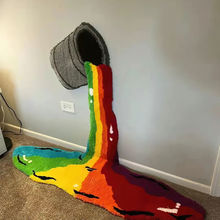 家用创意趣味地垫彩虹油漆桶地毯小众艺术设计地毯卧室客厅