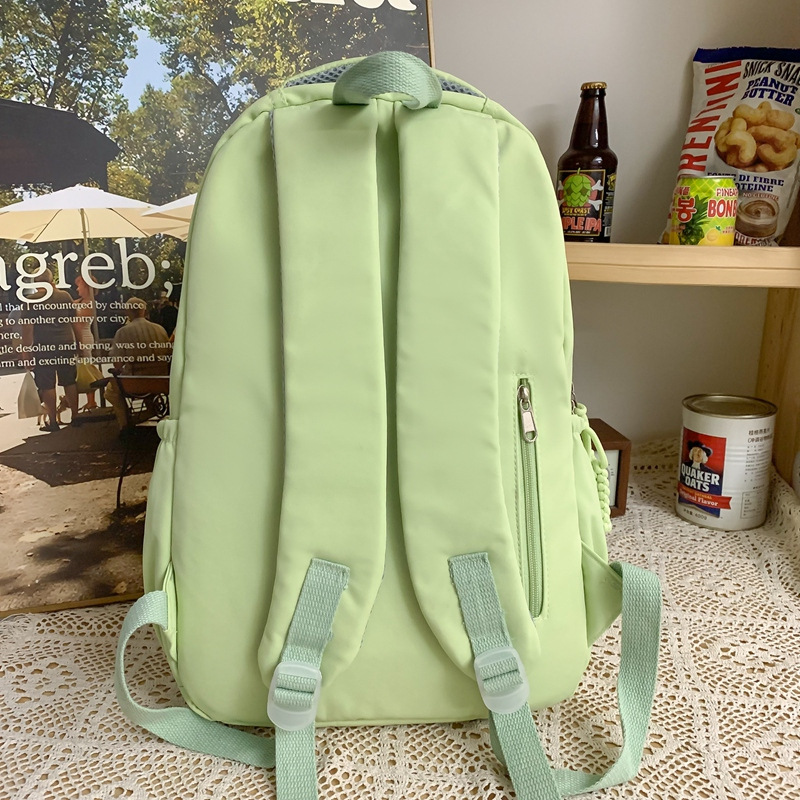 Cross-Border Simple Solid Color Backpack Women's New Fashion Junior High School Primary School Schoolbag Large Capacity Casual Backpack