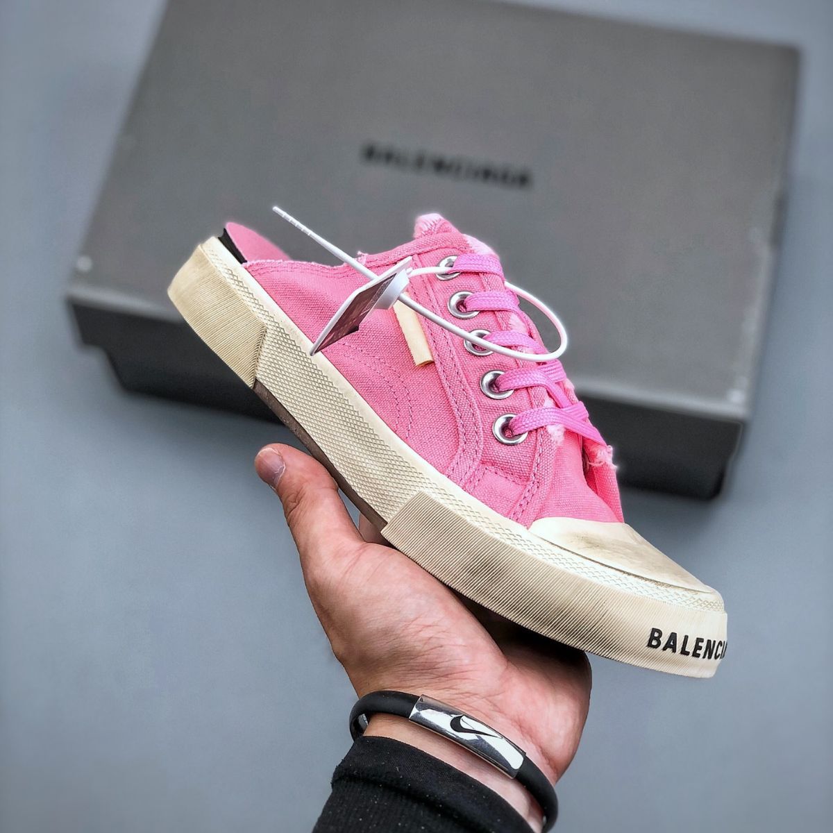 莆田纯原巴黎 paris slip-on canvas 做旧脏脏粉低帮帆布休闲鞋