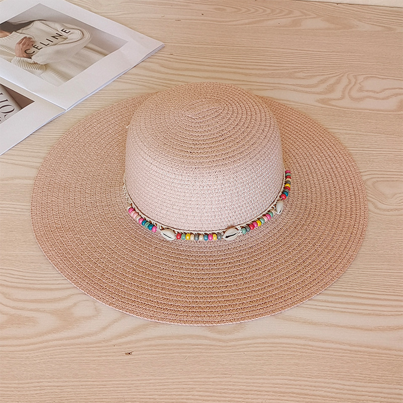 New Ethnic Style Large Flat Brim Sun Hat Women's Summer Outdoor Travel Sun Protection Hat Seaside Vacation Beach Hat