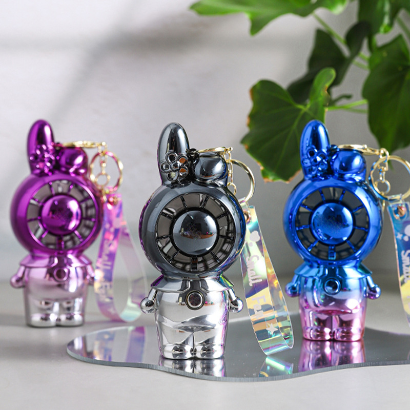 Cartoon Rabbit with Keychain Little Fan Second Gear Wind Usb Charging Summer Children Portable Mini Fan