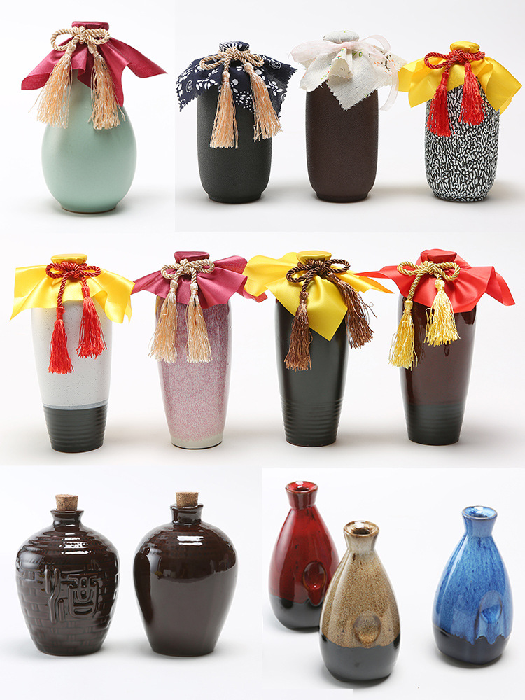 包邮陶瓷白酒坛子仿古复古桃花醉小酒壶家用宜兴土陶空酒瓶一斤装