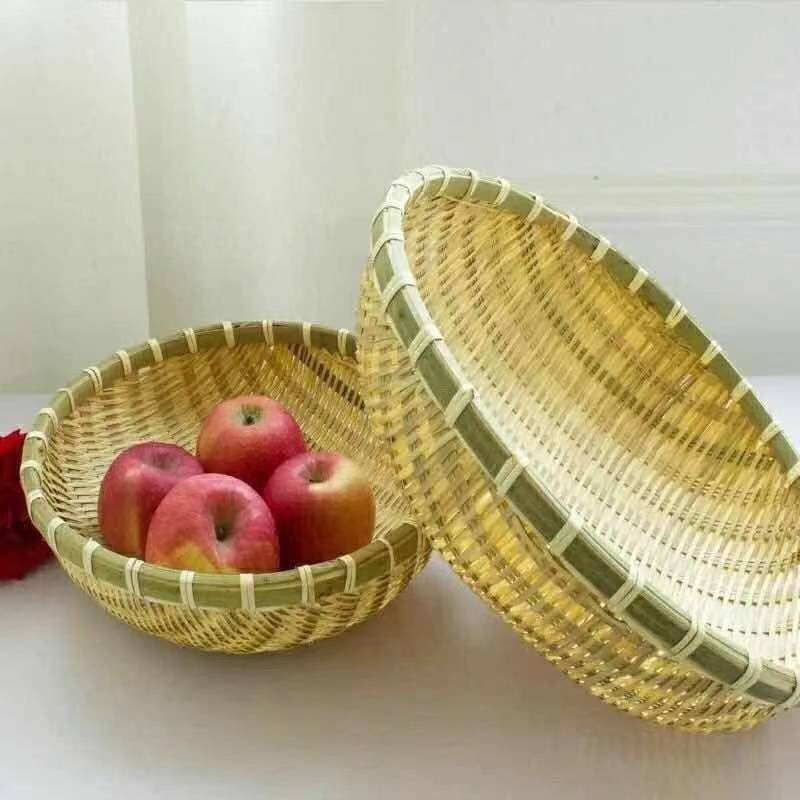 Dustpan Woven Bamboo Woven round Dust Pan Bamboo Sieve Farm Bamboo Products Basket Household Hole Fruit Basket Vegetable Washing round Basket