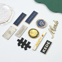 定 制金属毛衣标牌 电镀压铸锌合金logo打孔棒球服缝线标牌手缝标