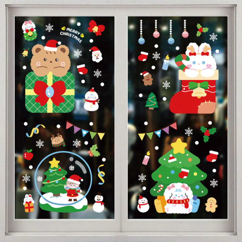 2023 New Large Color Christmas Stickers Glue-Free Static Stickers Glass Window Sticker Christmas Decoration Stickers