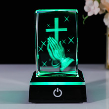 外贸跨境批发节日礼品水晶摆件3D内雕婚庆纪念日灯座情人节礼物女