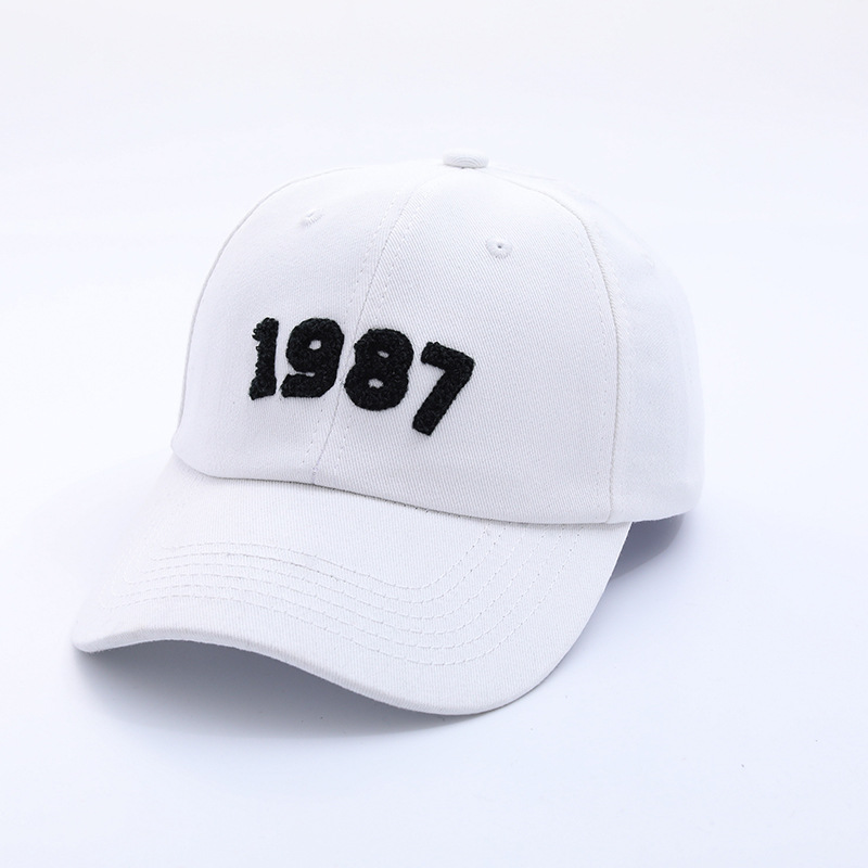 韩国简约百搭1987数字棒球帽子男女春夏遮阳复古休闲显脸小鸭舌帽