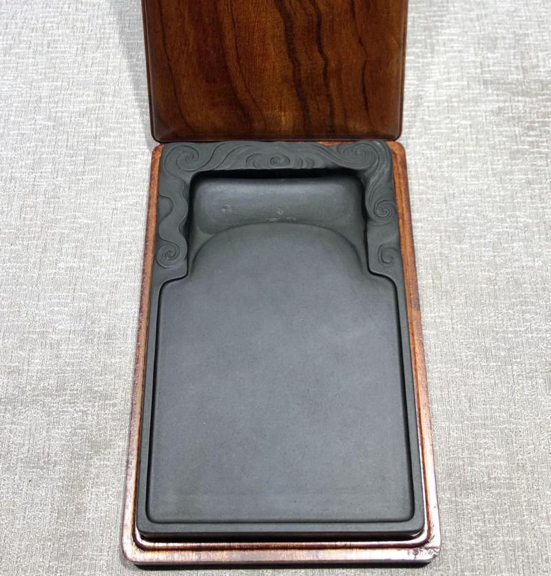 精品歙砚龙尾砚叶九坑老眉纹罗纹天然原石材婺源砚台文房书法用品