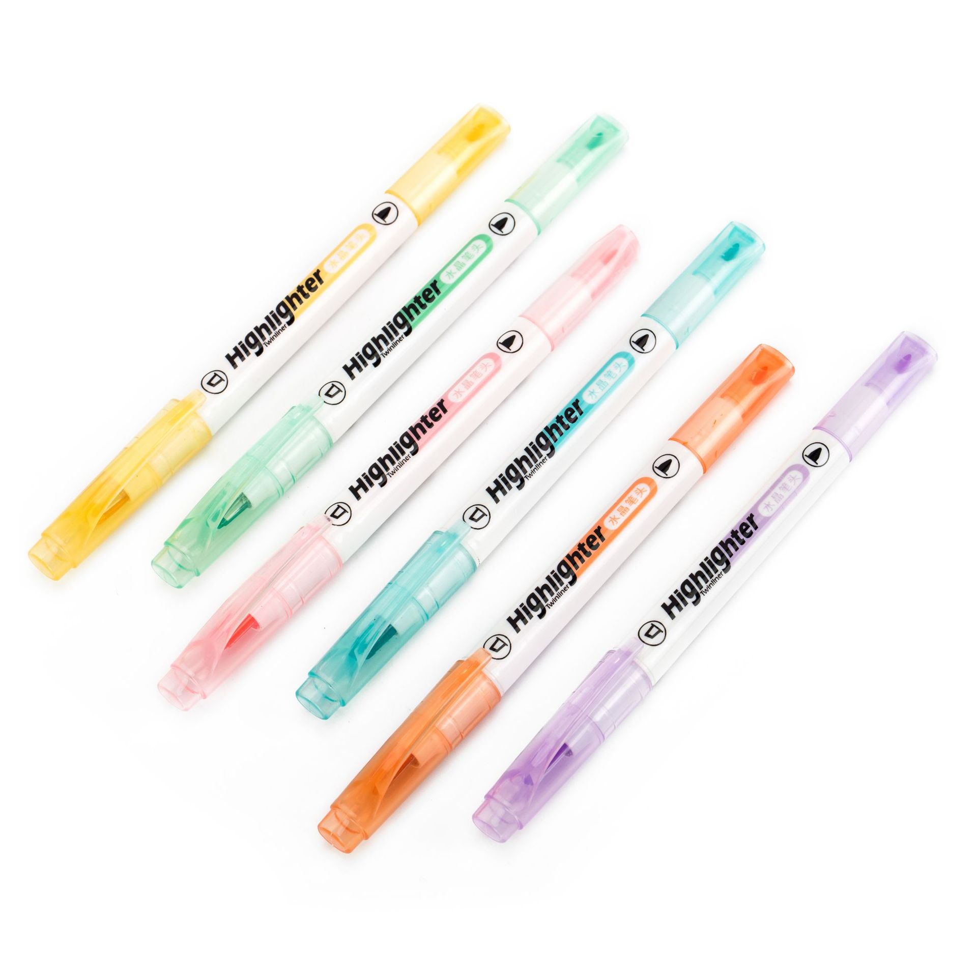 Double-Headed Visual Window Fluorescent Pen Student Notes Focus Modular Plug Transparent Head Macaron Color Graffiti Factory Direct Supply