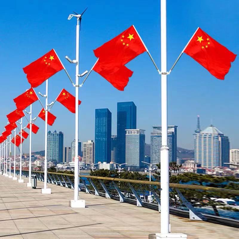 国庆4号5号灯杆旗旗杆 路灯杆刀旗马路五星红旗小区对旗