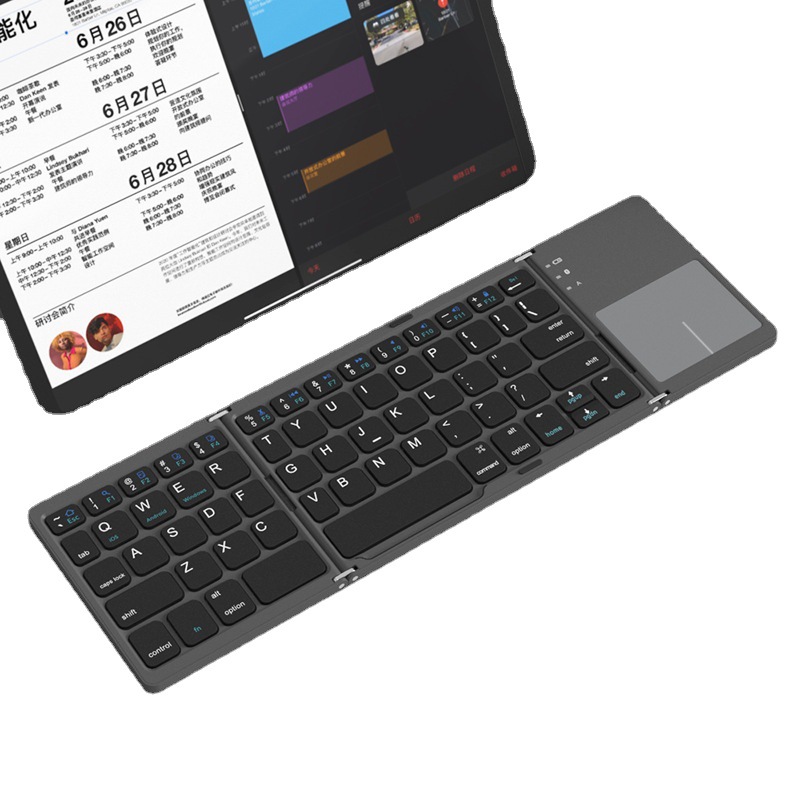 Portable B033 Tri-Fold Thin Bluetooth Keyboard Three-System Wireless Bluetooth Keyboard with Touch