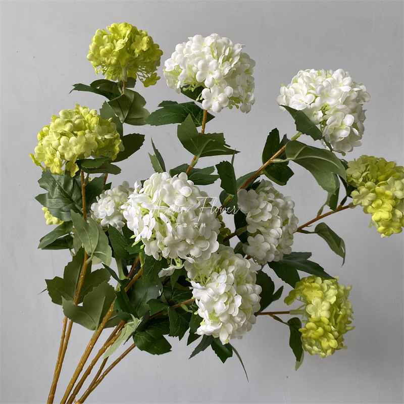 3头雪球花 仿真花木绣球多头小手球婚庆家居装饰摆放森系绿植假花