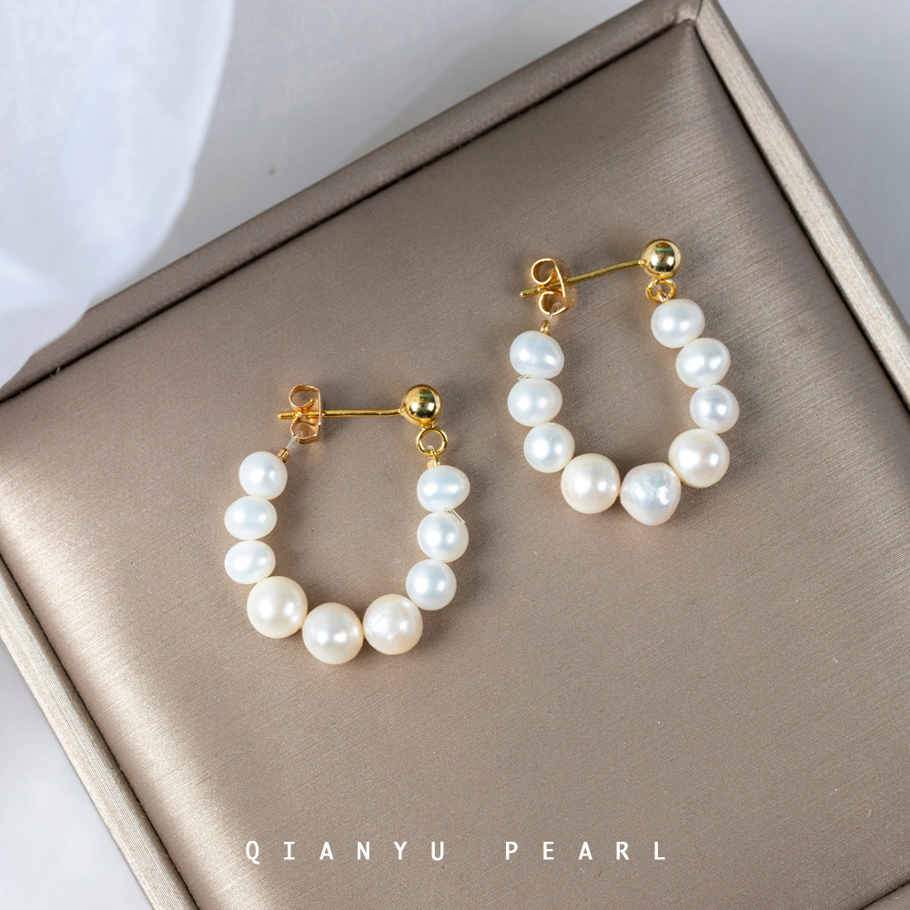 原创设计天然珍珠耳环法式复古耳钉甜美手工气质轻奢小众耳饰女