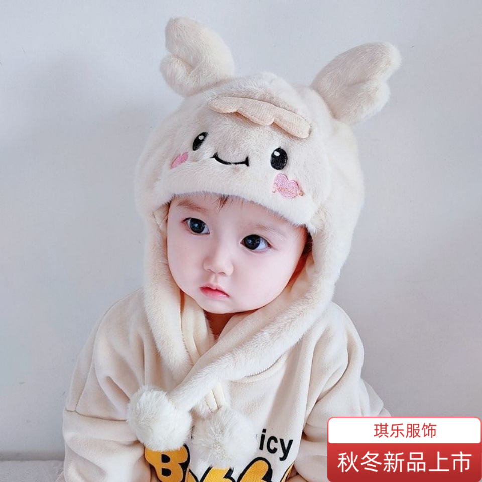 宝宝冬季男女婴幼儿可爱毛绒帽超萌护耳网红冬天帽子批发雷锋帽