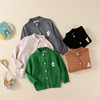 Cross border children sweater 2022 Spring New products Boy girl Solid letter Wool Cardigan baby sweater coat