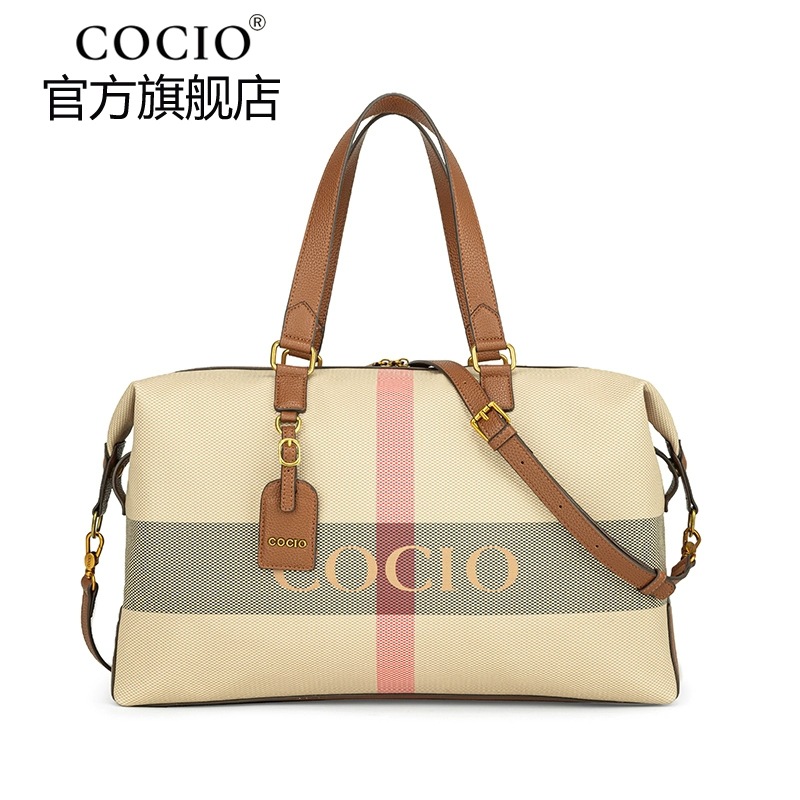 cocio正品格子旅行包跨境外贸款大容量行李包时尚新品健身包热卖