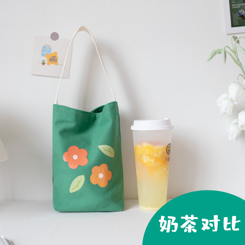 2021 Summer Portable Canvas Bag Female Korean Student Kettle Bag Milk Tea Bag Fashion Mobile Phone Handbag Small Cloth Bag