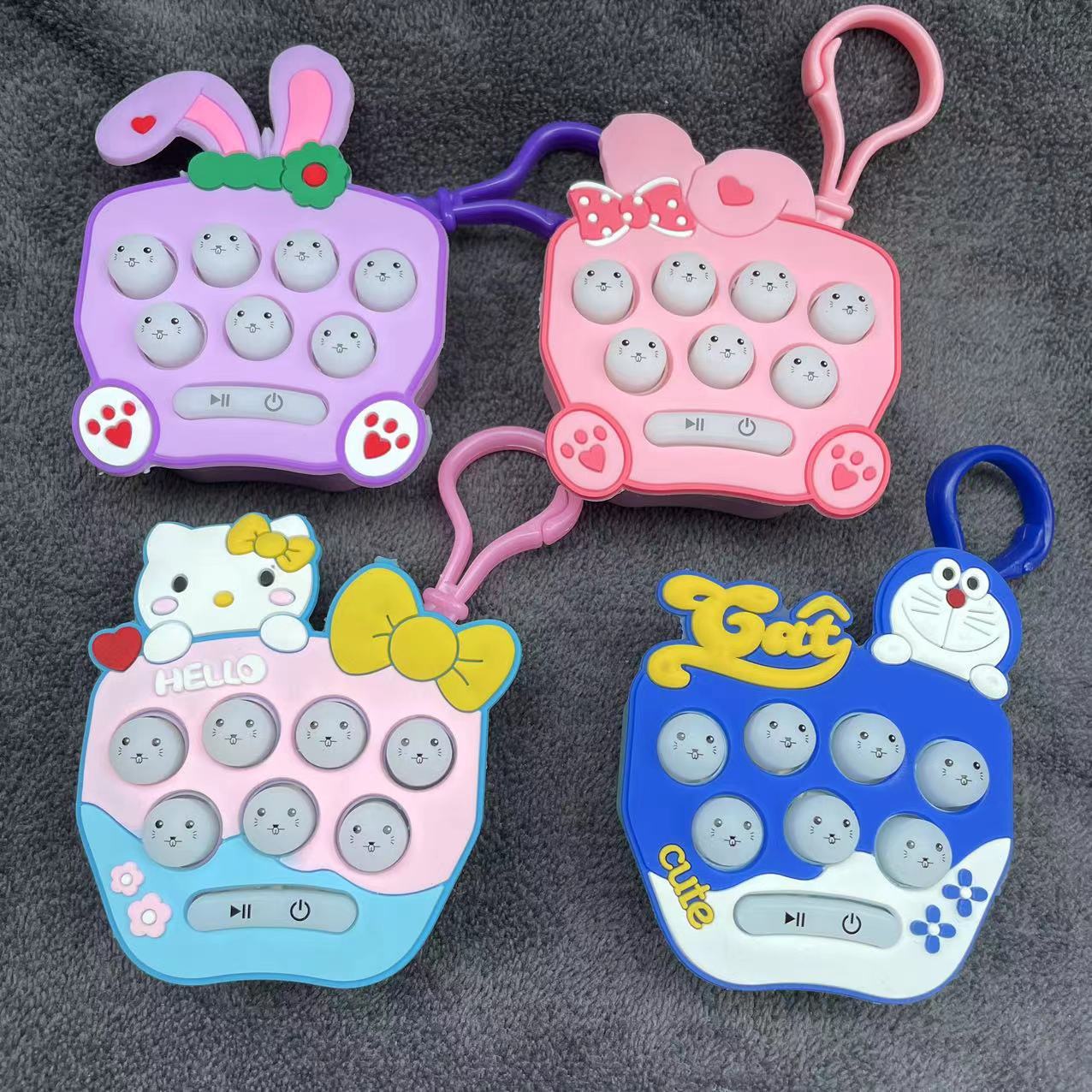 Cross-Border Mini Handheld Game Machine Cartoon Pattern Hamster Electronic Luminous Toy Small Ornaments Keychain Wholesale