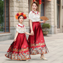 马面裙女童夏季2024新款儿童新中式国风套装汉服女孩古风唐装亲子
