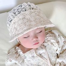 夏季婴儿蕾丝遮阳帽春秋薄款防晒帽子女宝宝公主帽镂空儿童太阳帽
